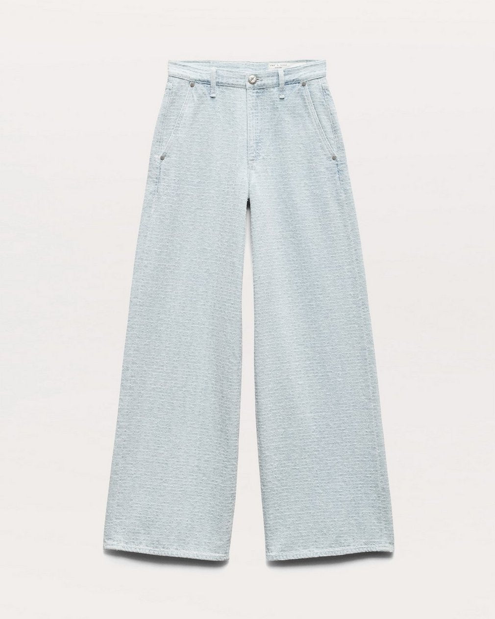 Tailored Sofie Textured Wide-Leg Jeans - Sky Blue Tweed