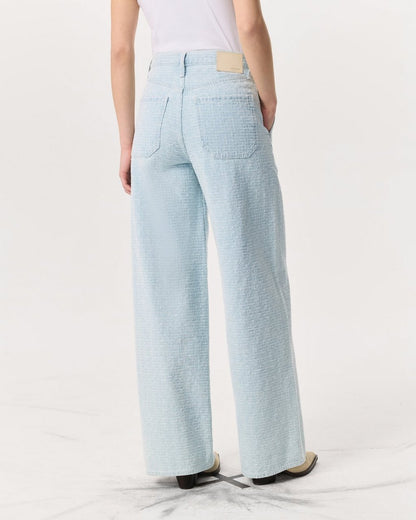 Tailored Sofie Textured Wide-Leg Jeans - Sky Blue Tweed