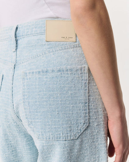 Tailored Sofie Textured Wide-Leg Jeans - Sky Blue Tweed