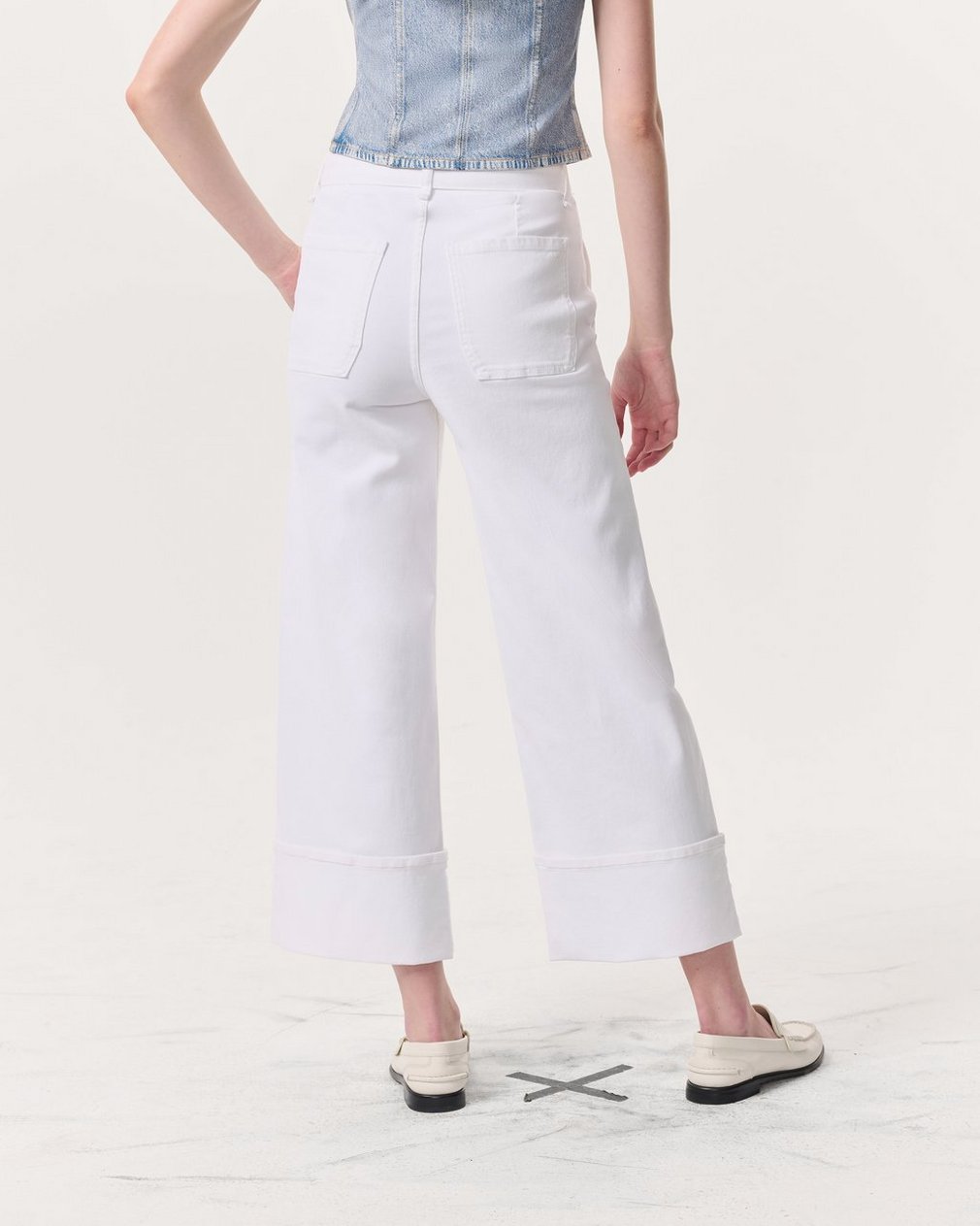 Andi Belted Ankle-Length Wide-Leg Jeans - Optic White