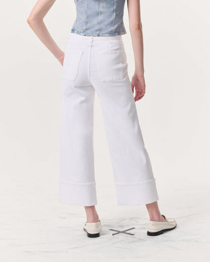 Andi Belted Ankle-Length Wide-Leg Jeans - Optic White