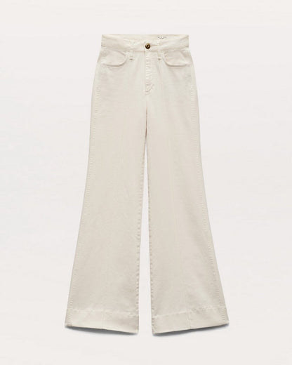 Skylar Wide-Leg Flare Jeans - Ecru