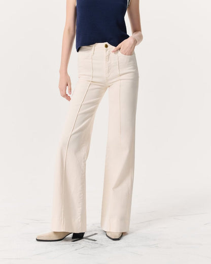 Skylar Wide-Leg Flare Jeans - Ecru
