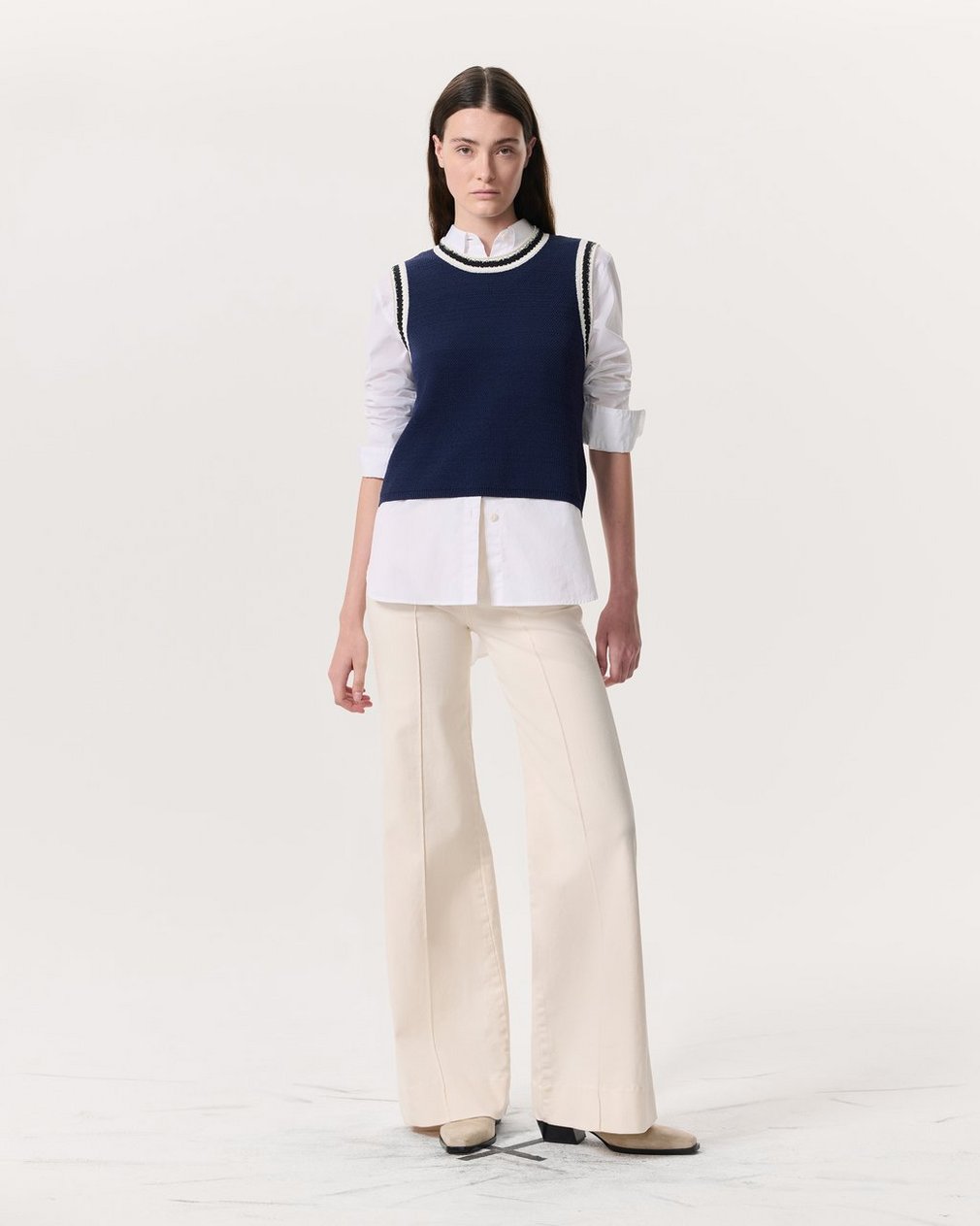 Skylar Wide-Leg Flare Jeans - Ecru