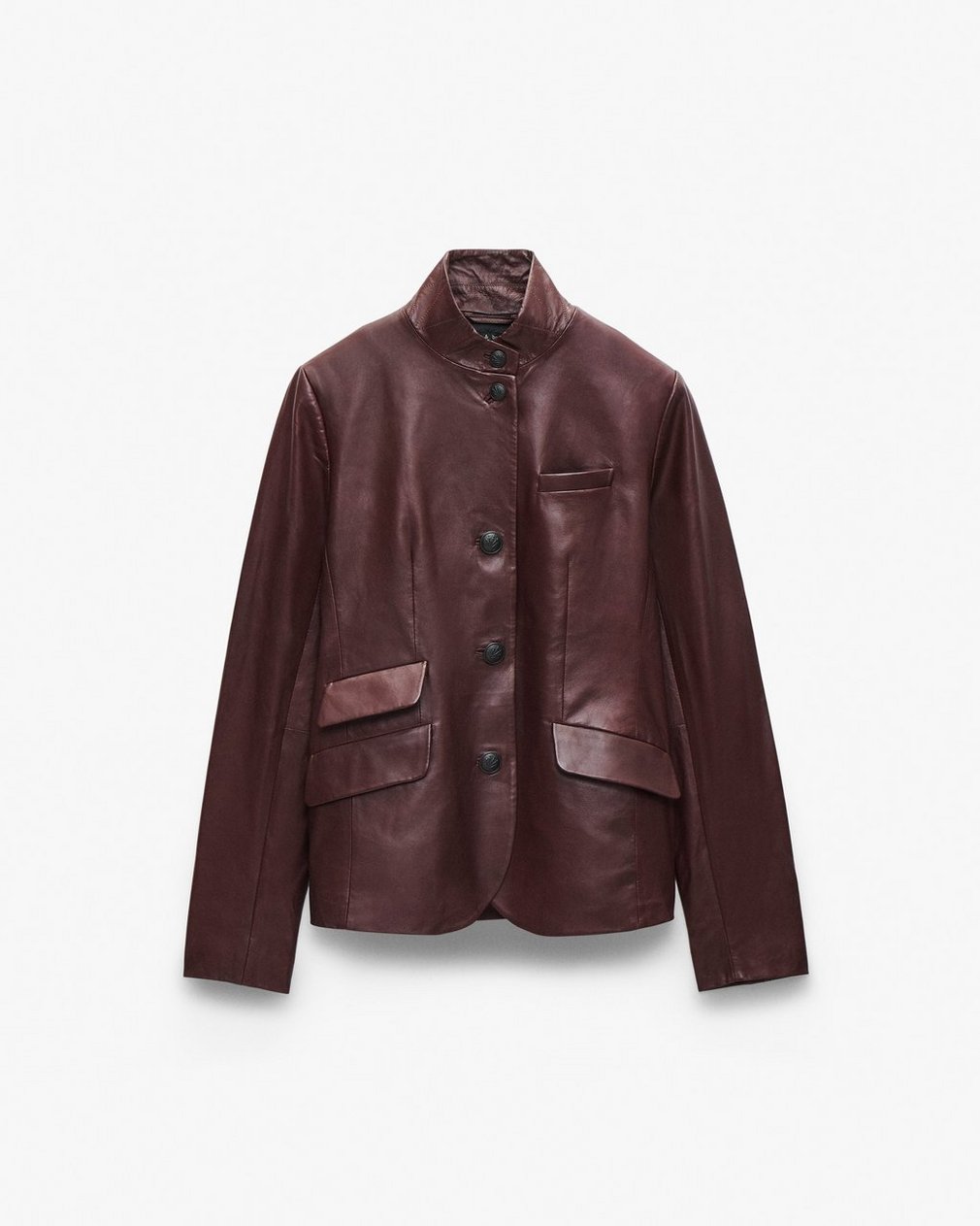 Slade Leather Blazer - Burgundy