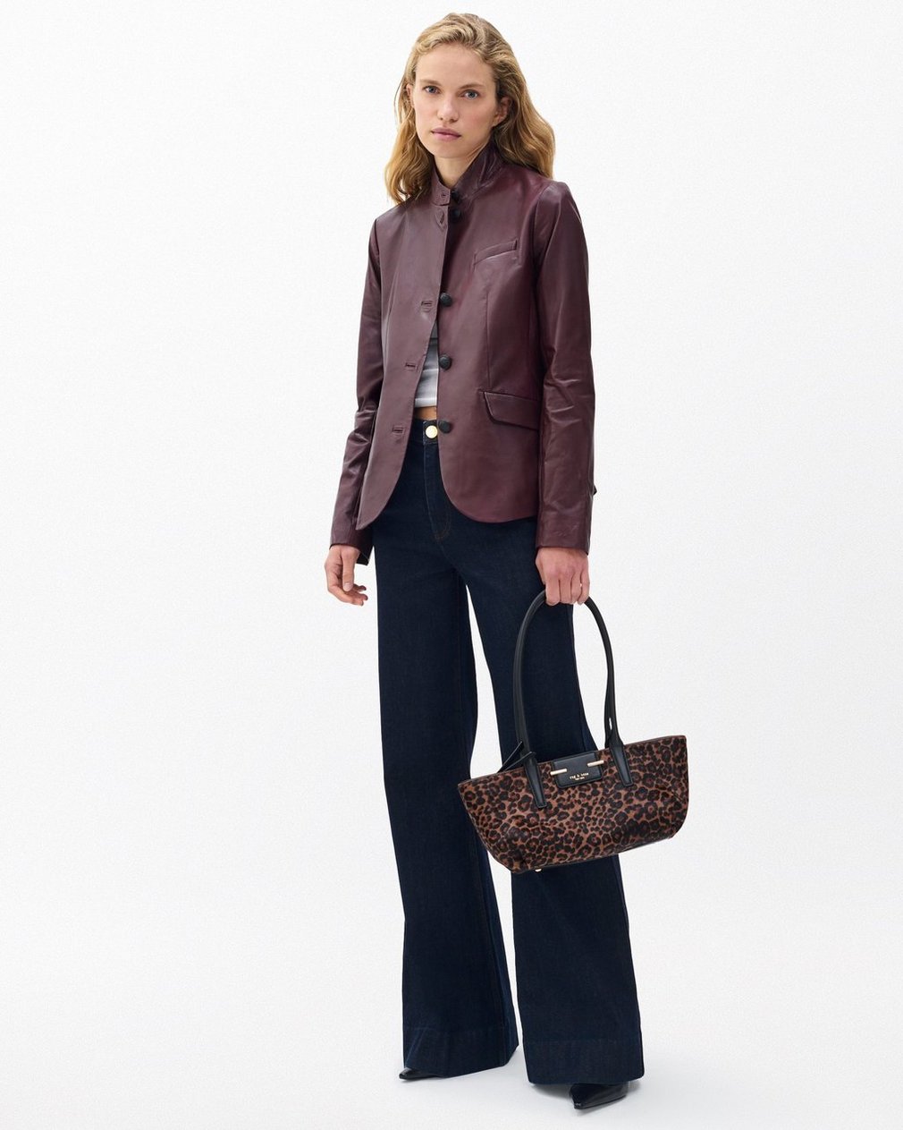 Slade Leather Blazer - Burgundy