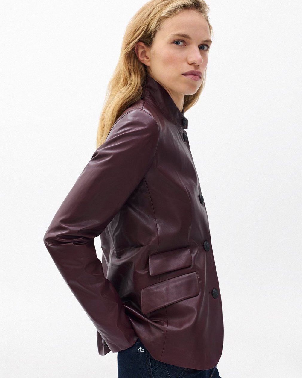 Slade Leather Blazer - Burgundy