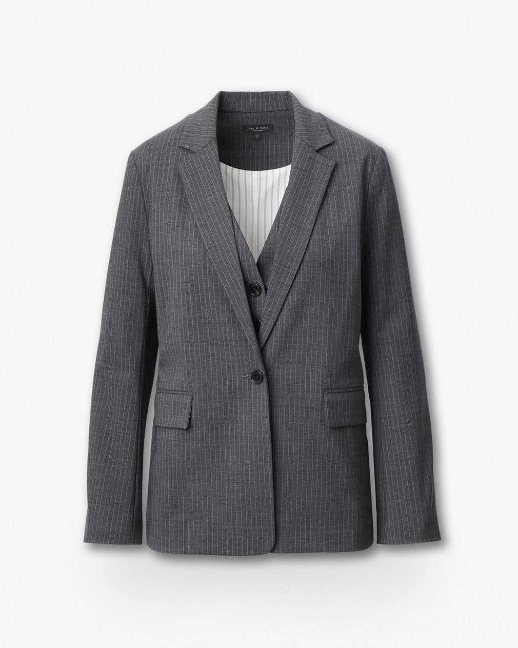 Jennifer Striped Two-in-One Blazer - Grey Stripe