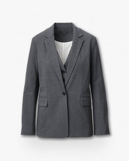 Jennifer Striped Two-in-One Blazer - Grey Stripe