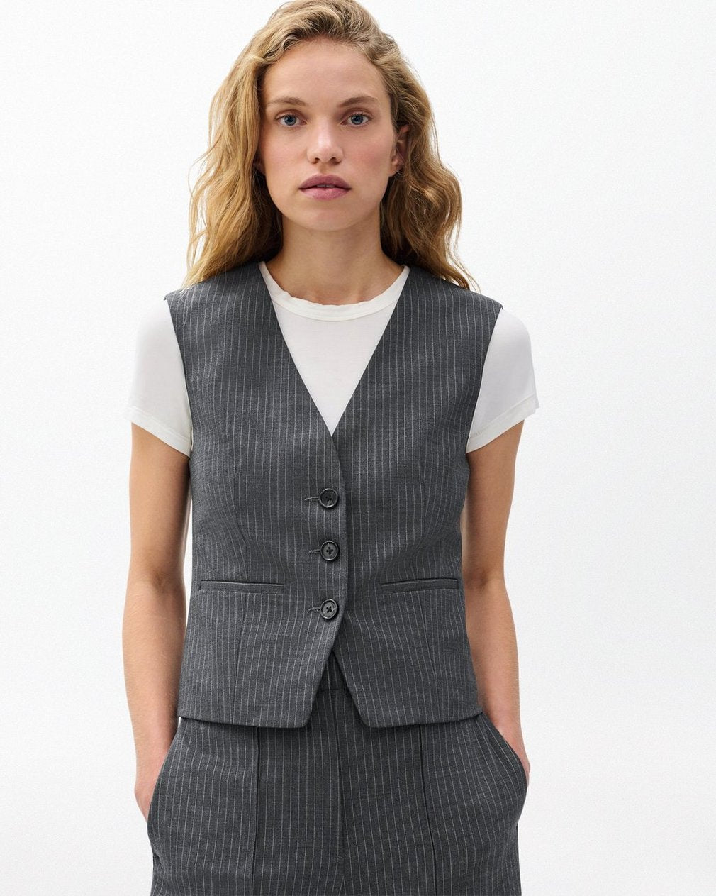 Jennifer Striped Two-in-One Blazer - Grey Stripe