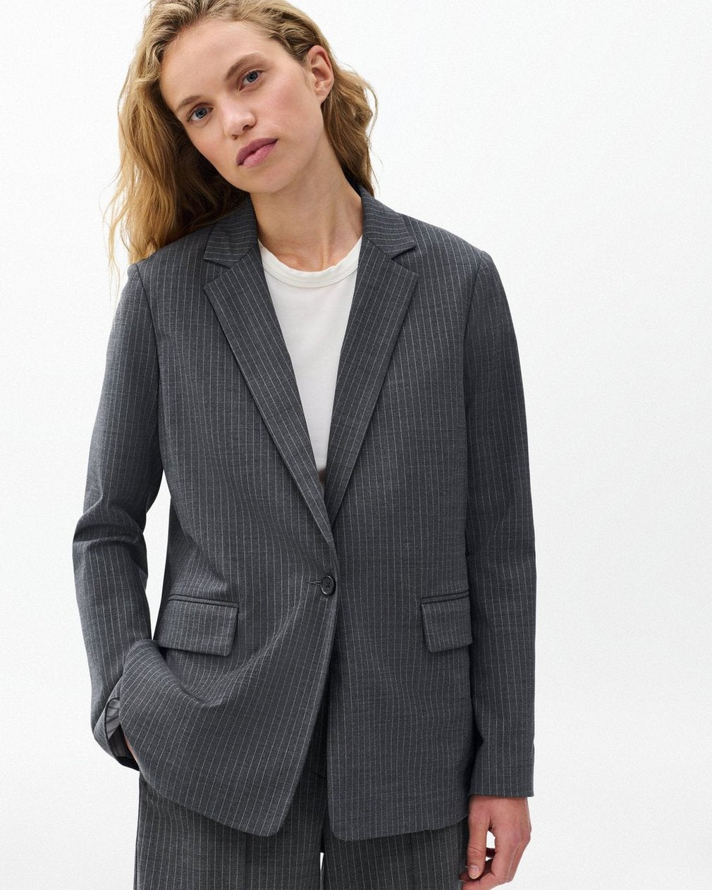 Jennifer Striped Two-in-One Blazer - Grey Stripe