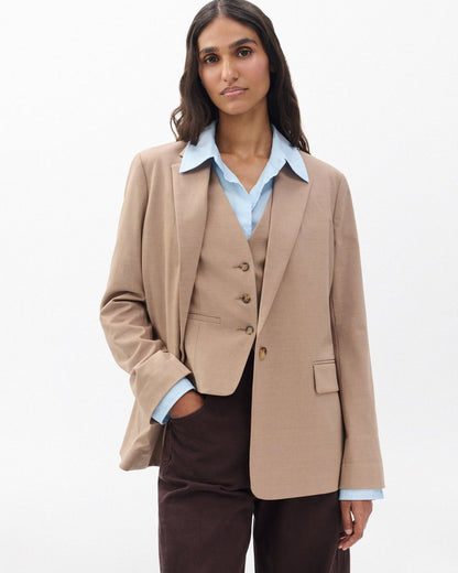 Jennifer Two-in-One Blazer - Heathered Camel