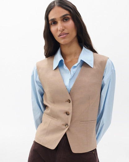 Jennifer Two-in-One Blazer - Heathered Camel