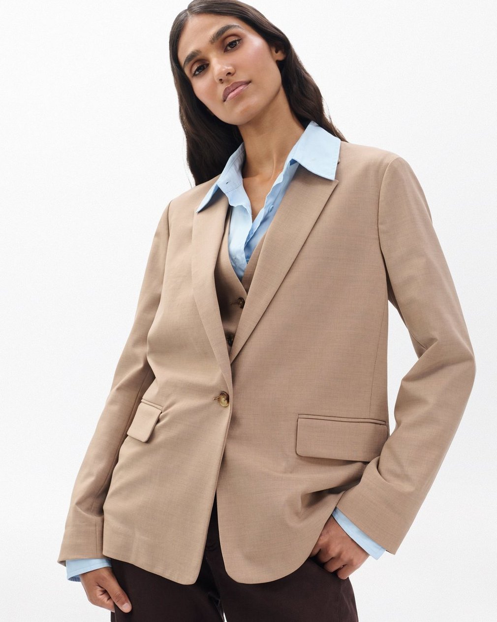 Jennifer Two-in-One Blazer - Heathered Camel