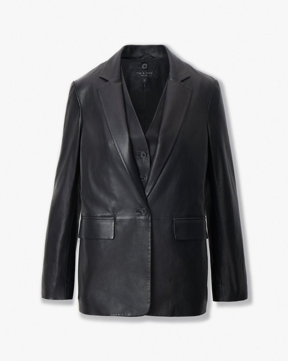 Jennifer Leather Two-in-One Blazer - Black