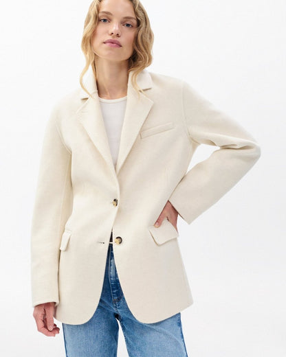 Zoe Double-Face Wool Blazer - Ivory