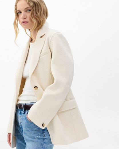 Zoe Double-Face Wool Blazer - Ivory