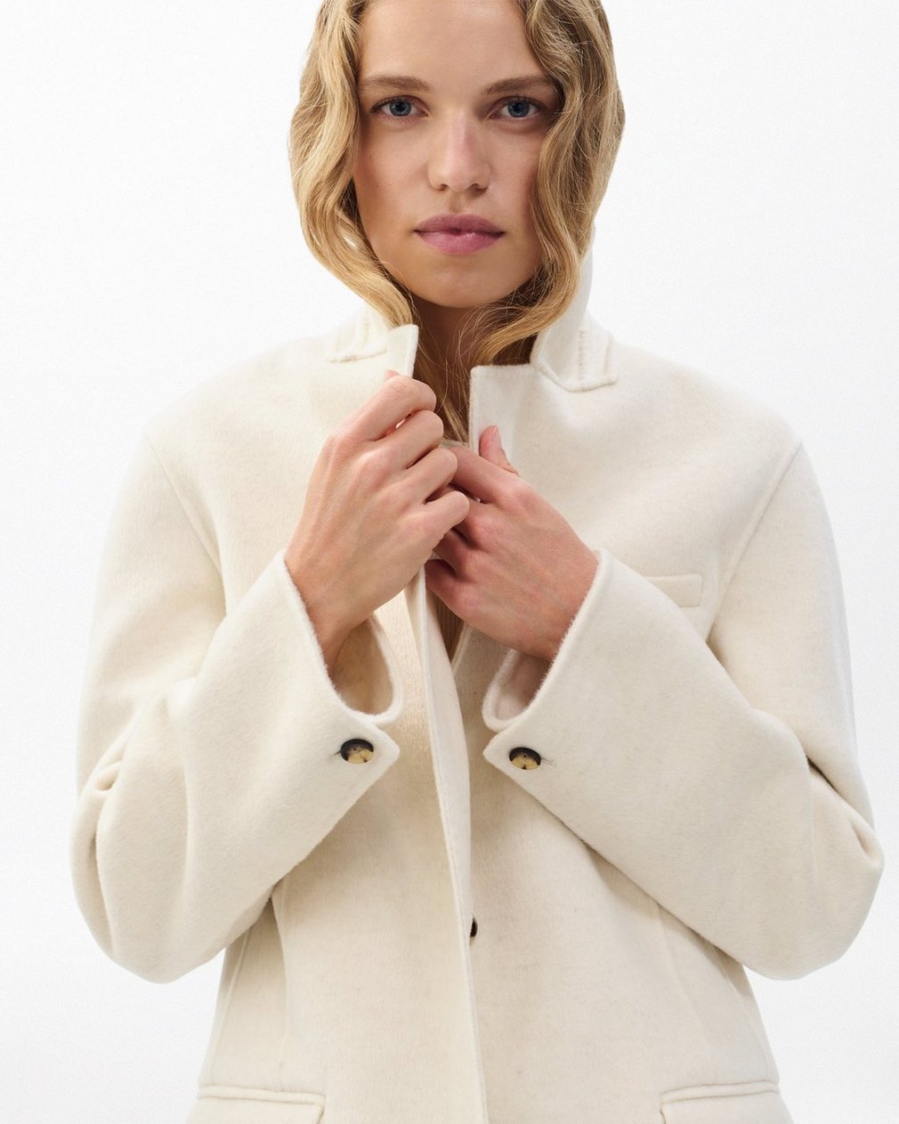 Zoe Double-Face Wool Blazer - Ivory