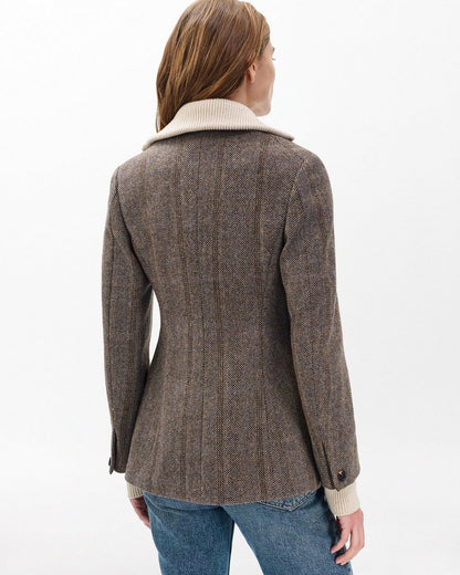 Frank Mixed-Media Plaid Blazer - Brown Multi