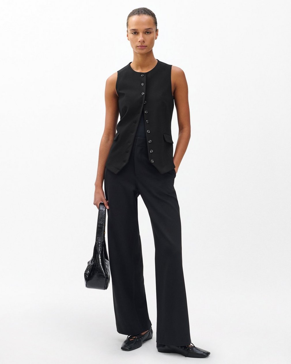 Irina Long Vest - Black