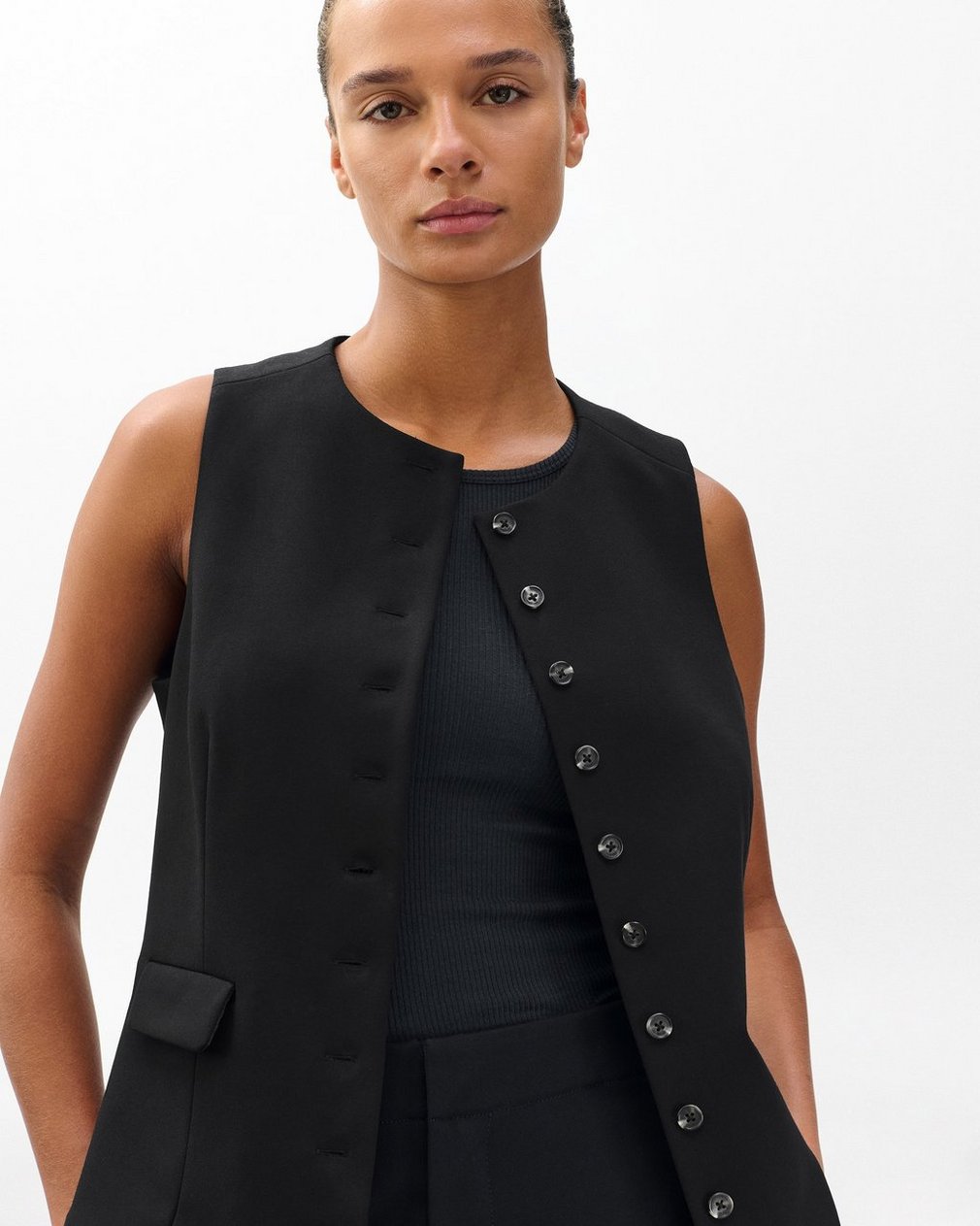Irina Long Vest - Black