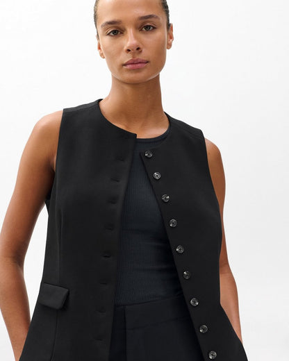 Irina Long Vest - Black