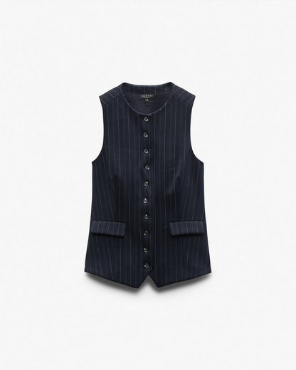 Irina Long Vest - Navy Multi