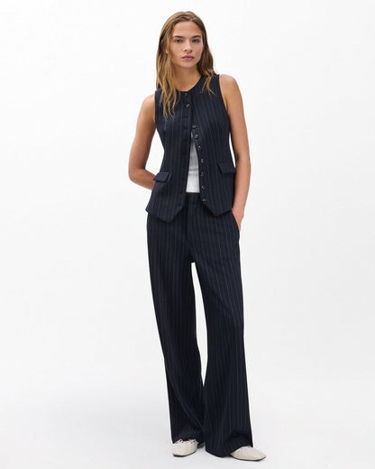 Irina Long Vest - Navy Multi