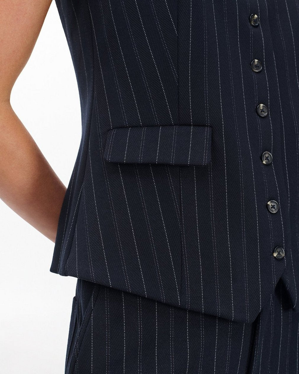 Irina Long Vest - Navy Multi