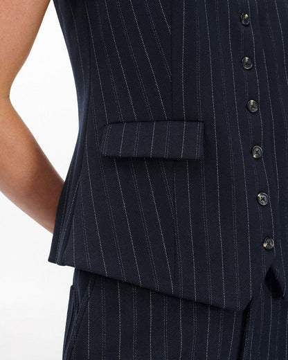 Irina Long Vest - Navy Multi