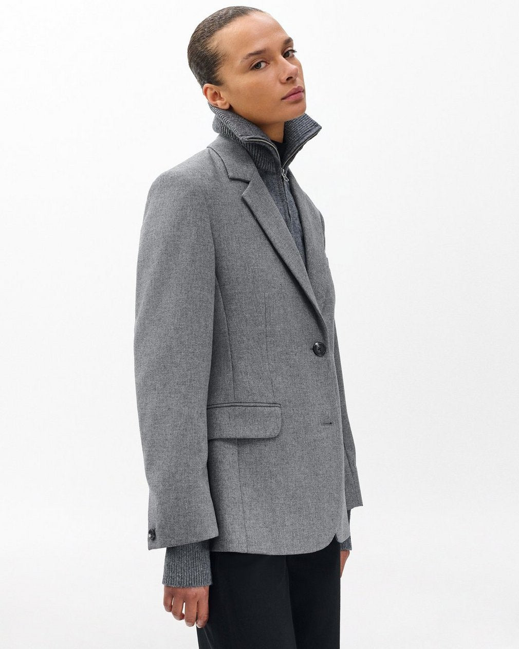 Frank Mixed-Media Blazer - Grey