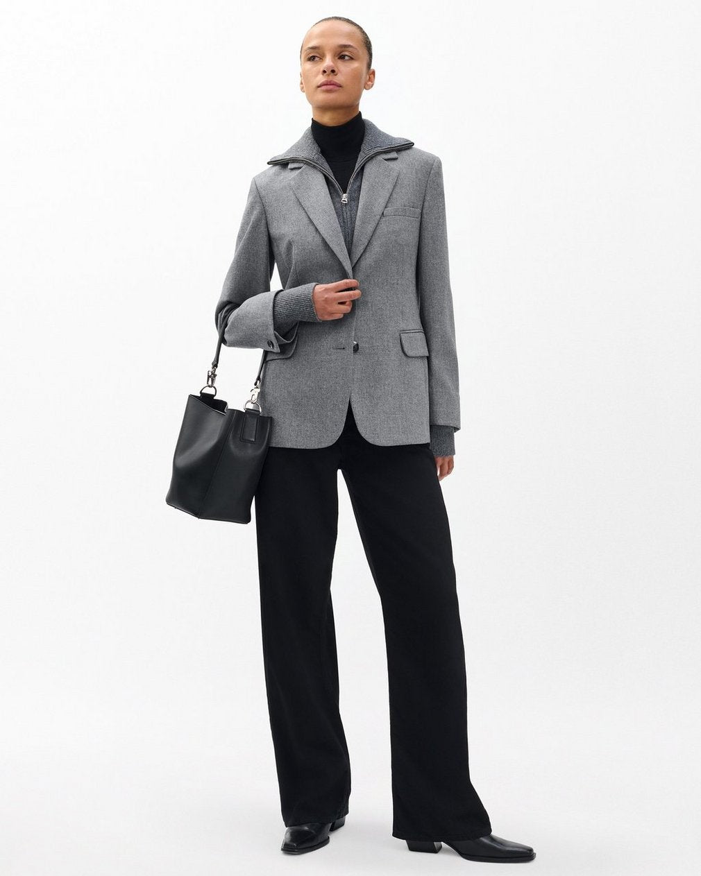 Frank Mixed-Media Blazer - Grey