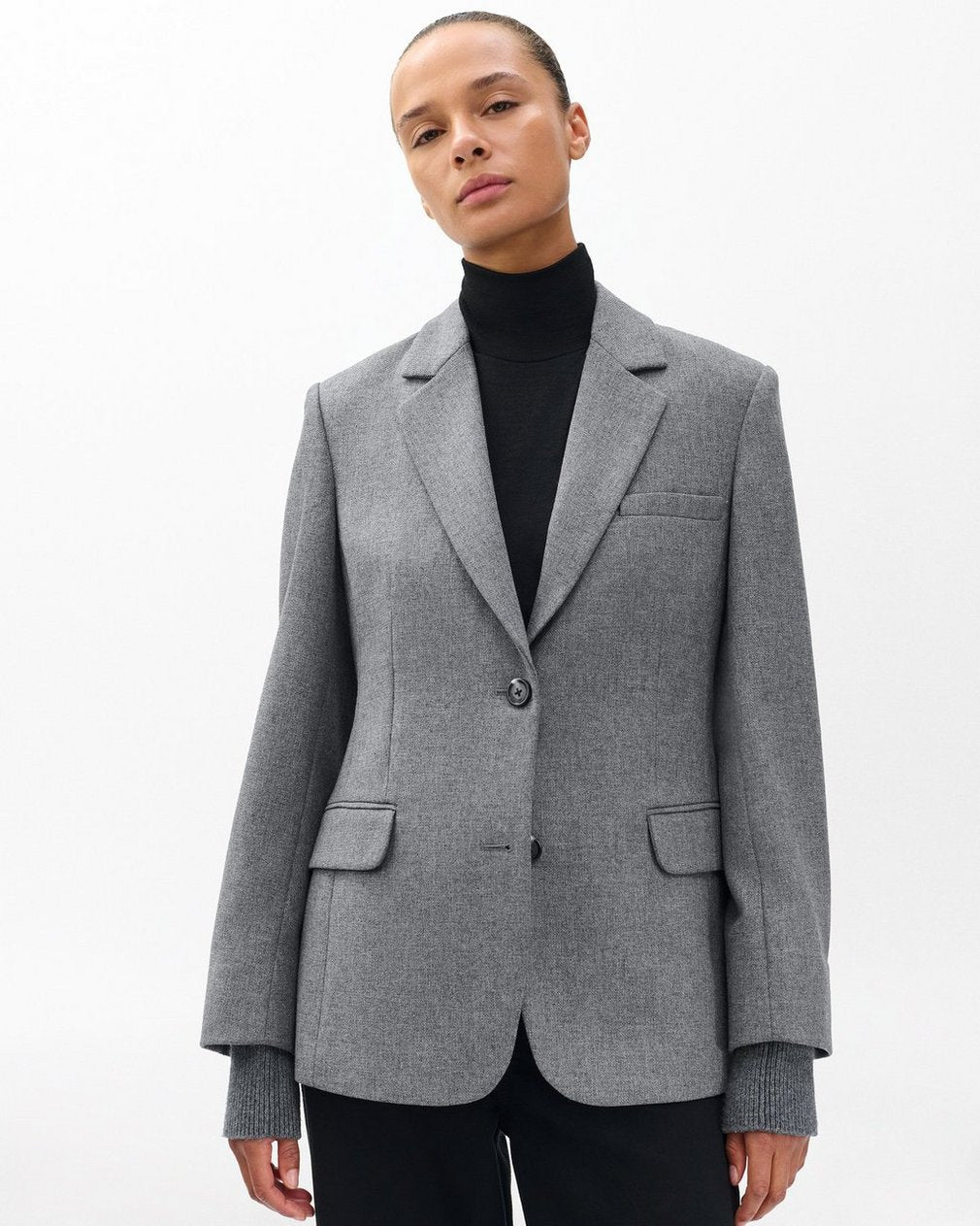 Frank Mixed-Media Blazer - Grey