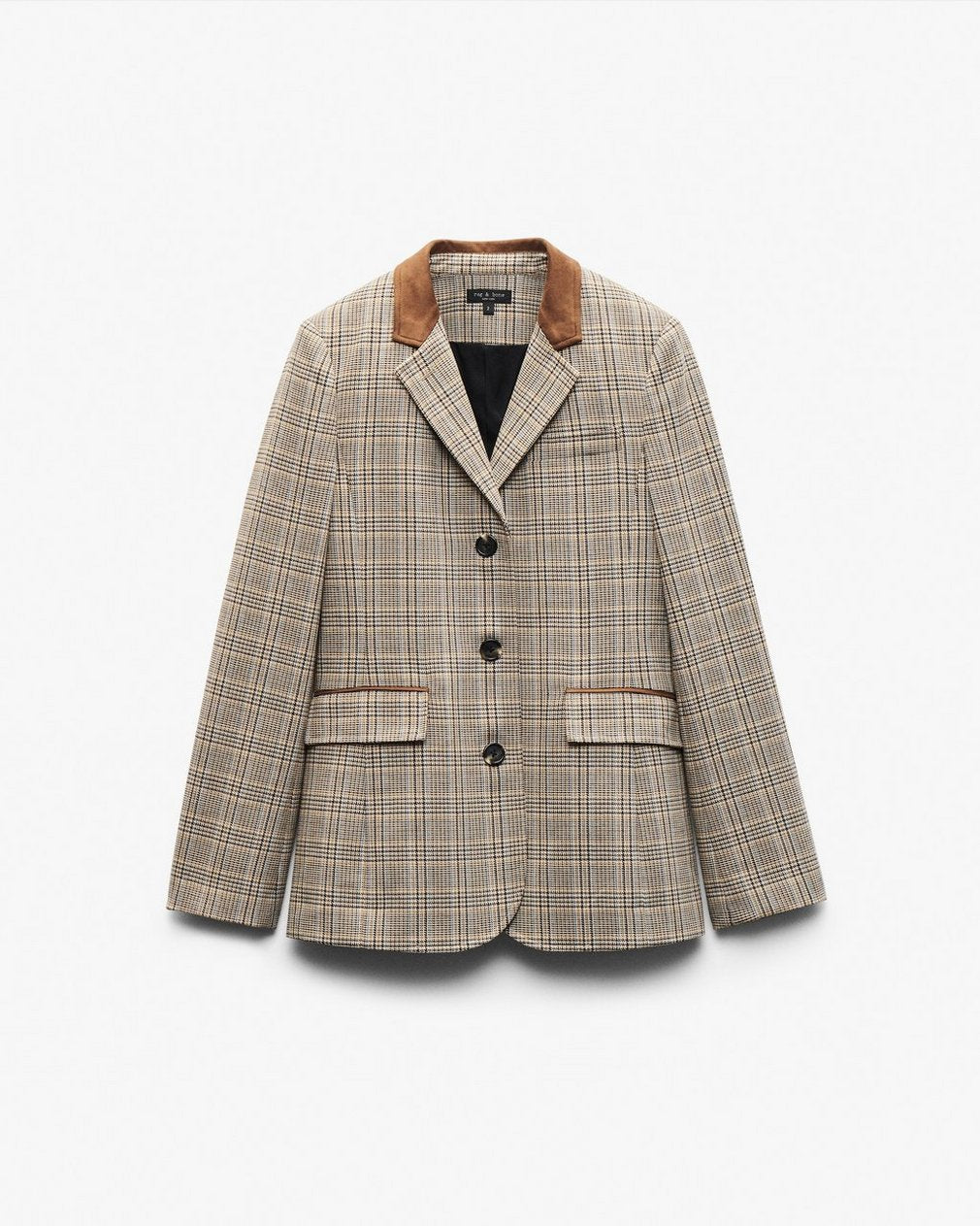 Evia Plaid Blazer - Tan Multi