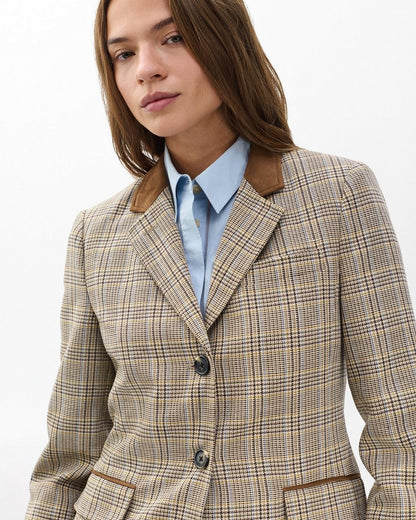 Evia Plaid Blazer - Tan Multi