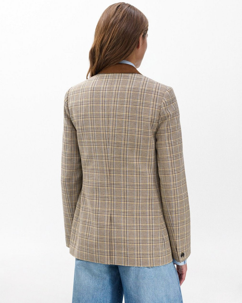 Evia Plaid Blazer - Tan Multi