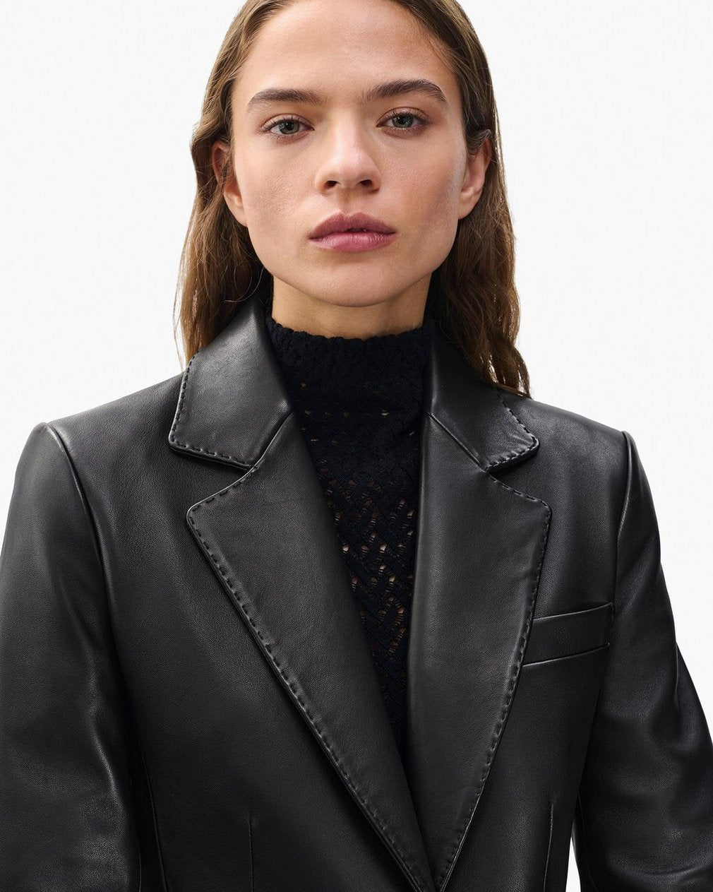 Ash Lamb Leather Blazer - Black