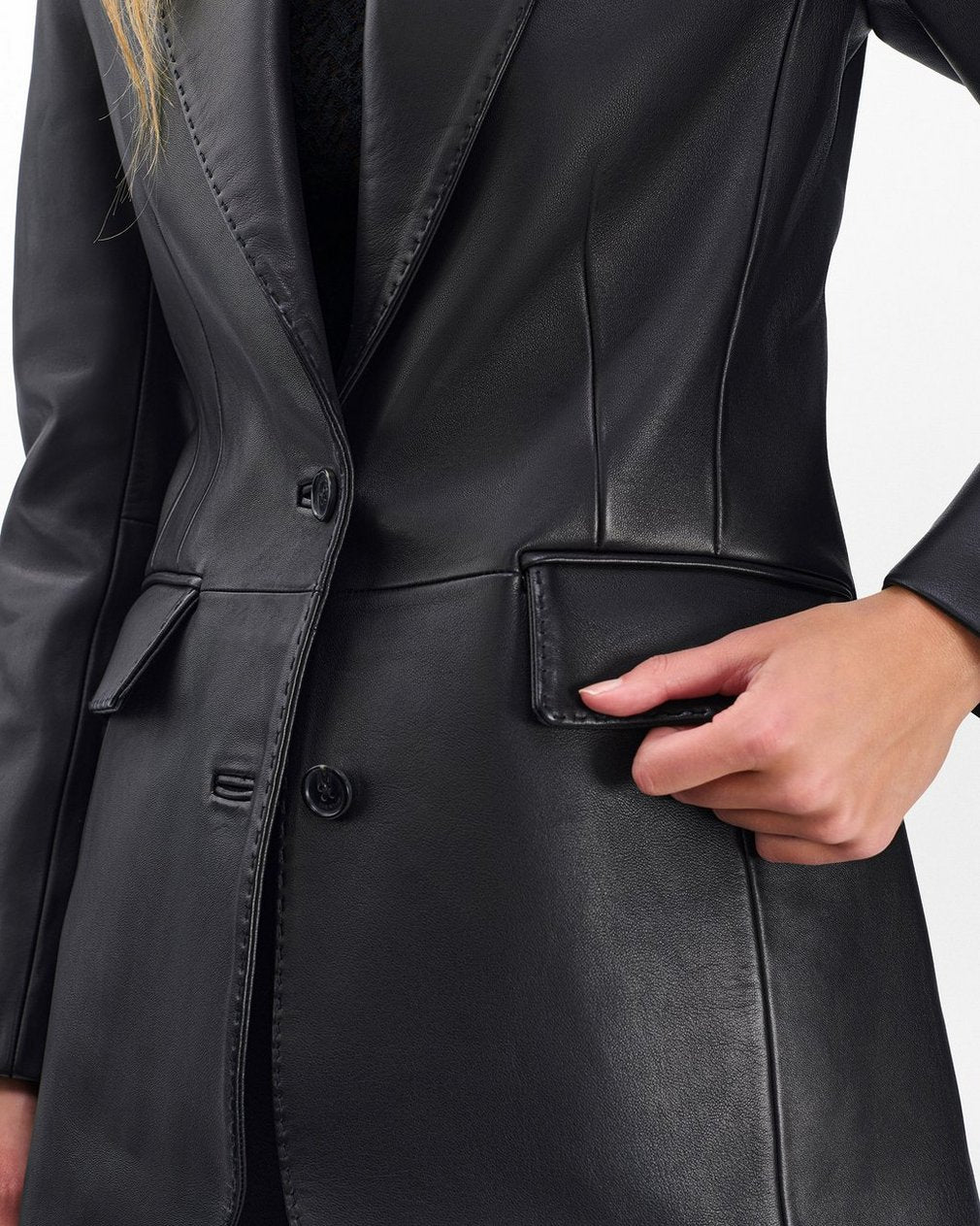 Ash Lamb Leather Blazer - Black