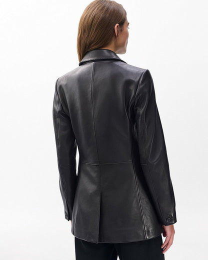 Ash Lamb Leather Blazer - Black