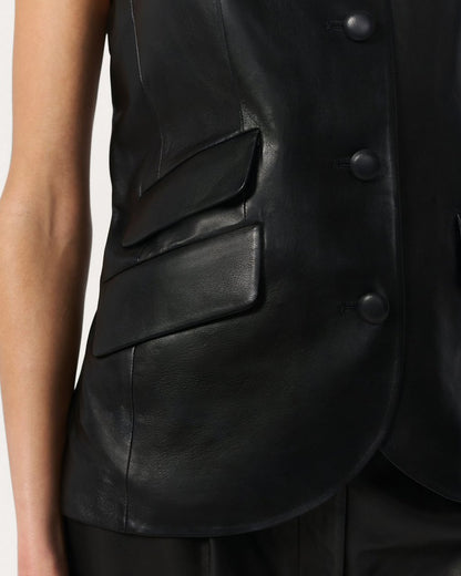Slade Leather Vest - Black