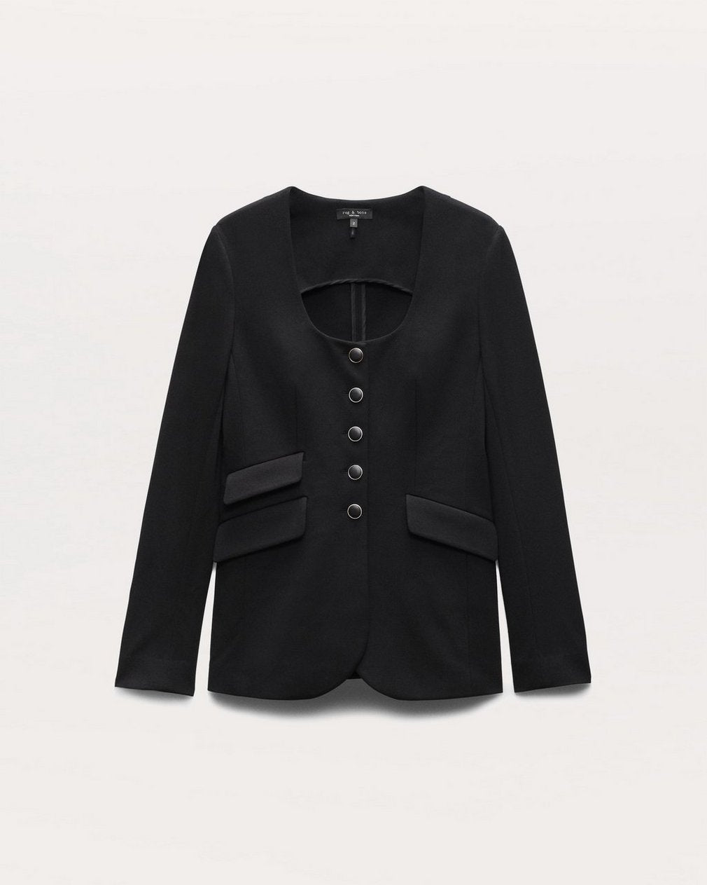 Roslyn Scoop-Neck Blazer - Black