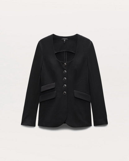 Roslyn Scoop-Neck Blazer - Black