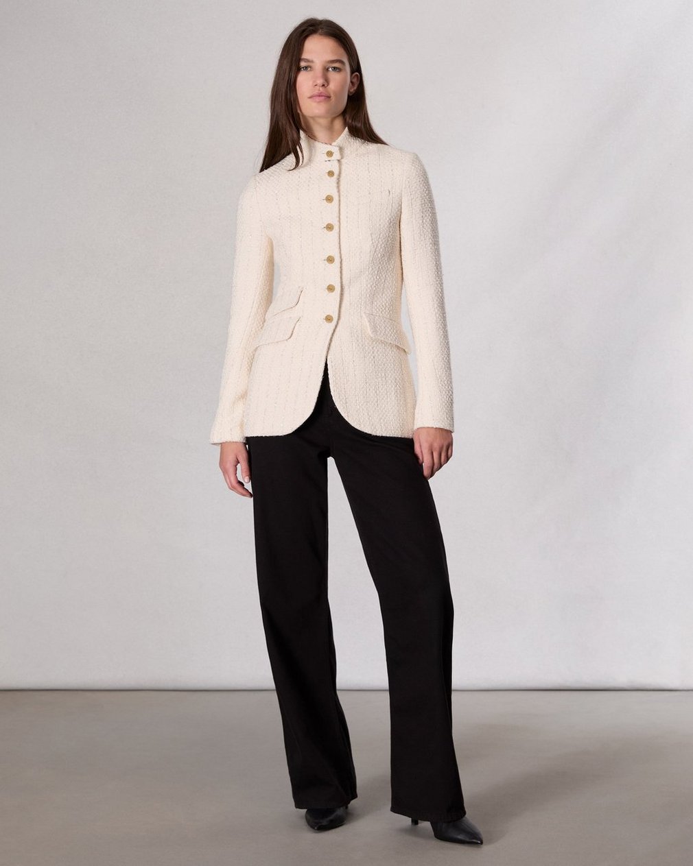 Slade Long Tweed Blazer - Ivory