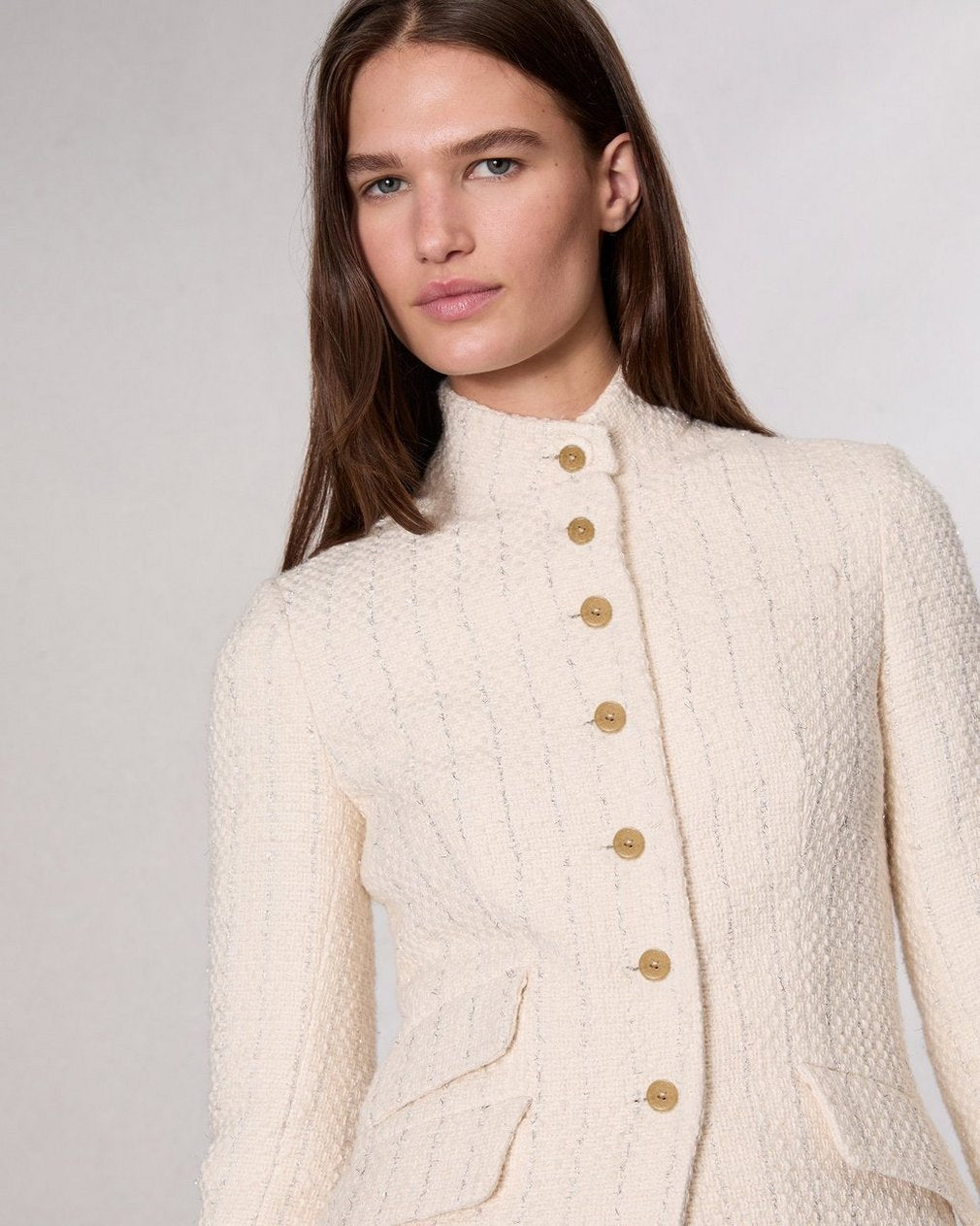 Slade Long Tweed Blazer - Ivory