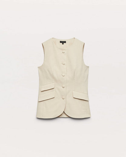 Slade Linen-Blend Vest - Light Tan
