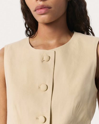 Slade Linen-Blend Vest - Light Tan