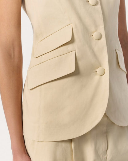 Slade Linen-Blend Vest - Light Tan