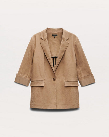 Jennie Linen-Blend Blazer - Muted Brown