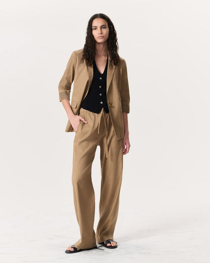 Jennie Linen-Blend Blazer - Muted Brown