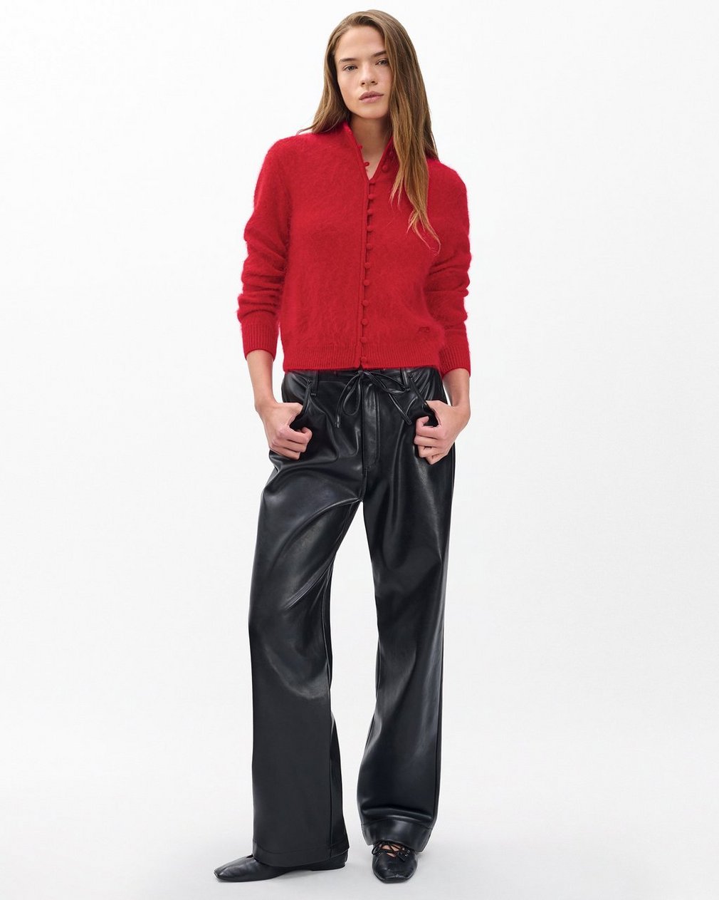 Jada Brushed Cashmere Cardigan - Red